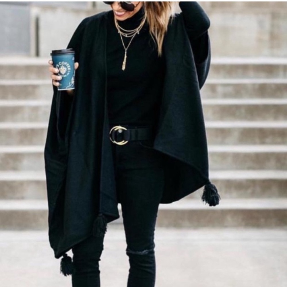 Cleobella black tassel boho shawl cardigan wrap